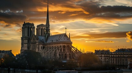 The Enchanting Beauty of a Cathedral Under the Golden Sunset