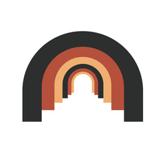 Fototapeta premium Abstract Archway Tunnel Illustration with Earth Tone Colors Creating a Sense of Depth