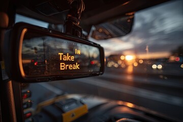 Warning Message Prompts Truck Driver to Take a Break for Safety Generative AI