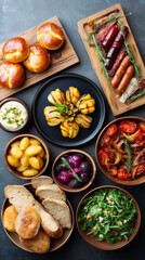 Halloween family feast with grilled delights and fresh baked goods