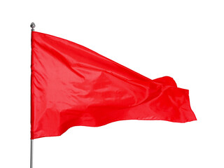 One red flag on white background. Mockup for design