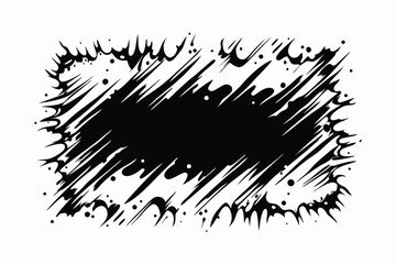 Abstract Black Ink Splatter with Dots, Isolated on White Background, Modern Art