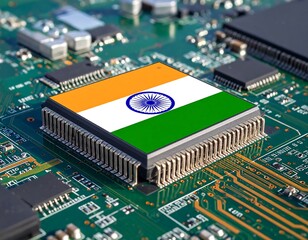 Obraz premium Indian flag on circuit board