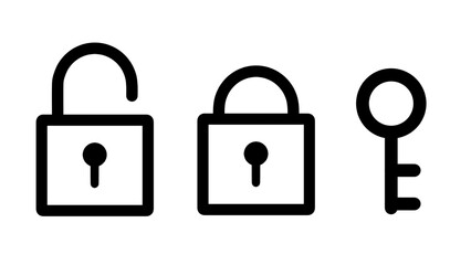 鍵マークのモノクロアイコンイラストセット