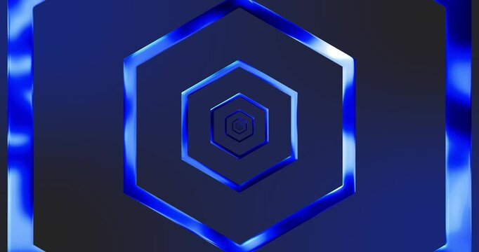 Blue Spiral Hexagon Chrome Background