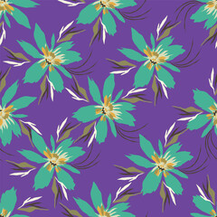 Vintage floral seamless pattern. Trendy painted flower background. Repeating floral patter
