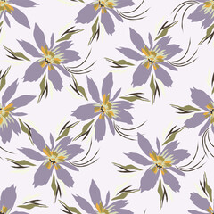 Fototapeta premium Vintage floral seamless pattern. Trendy painted flower background. Repeating floral patter 