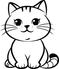 Cute cat vector illustration in flat design style