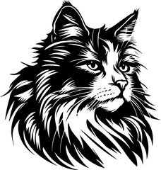 Cute cat vector illustration in flat cartoon style