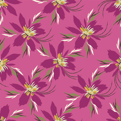 Vintage floral seamless pattern. Trendy painted flower background. Repeating floral patter
