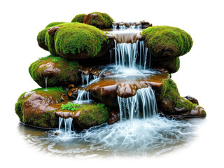 Waterfall PNG, waterfall PNG transparent images, waterfall in the forest, waterfall white isolated background