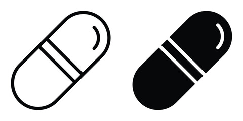 Striped capsule icon vector for apps and websites.