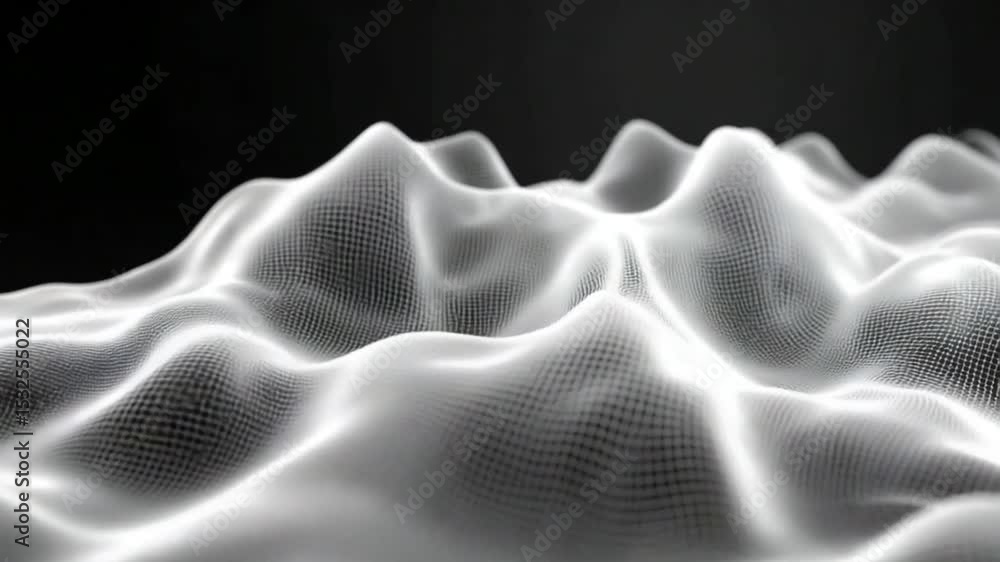 Poster abstract futuristic waveform background animation with geometric mesh landscape