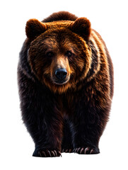 Fototapeta premium A large brown bear in a standing position, fur texture detailed and claws visible, realistic wilderness posture, isolated on transparent background --ar 3:4 --v 7.0 --p 537mr6h --s 250