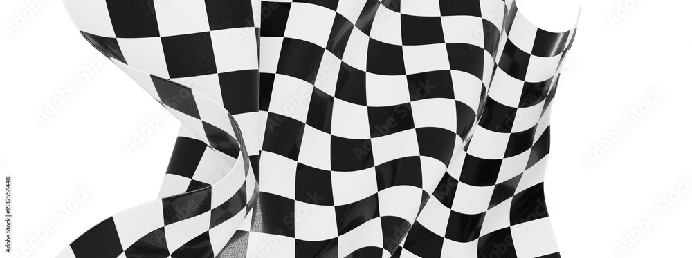 Poster high-quality image of a checkered flag waving, perfect for sports and racing themes.