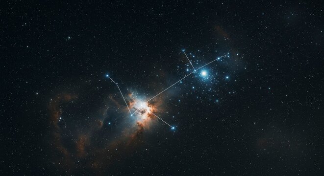 Orion constellation and nebula, a vibrant cosmic scene showcasing stars and gas clouds