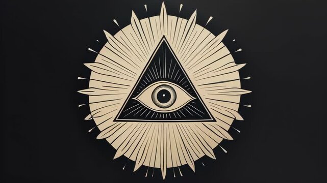 video of All-Seeing Eye, an Illuminati symbol within a triangle surrounded by rays of light, designed as a tattoo