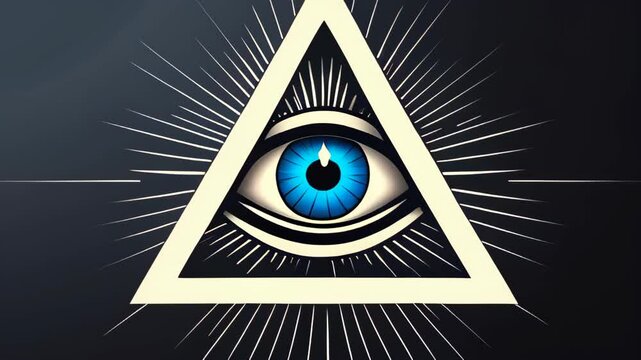 video of All-Seeing Eye, an Illuminati symbol within a triangle surrounded by rays of light, designed as a tattoo