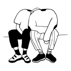 modern relationship / companionship outline art