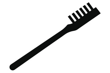 Minimalist Black Toothbrush Illustration Dental Hygiene Symbol with Sleek Design and Rounded Handle