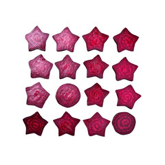 Fototapeta premium Star-Shaped Beetroot Slices on Black Background