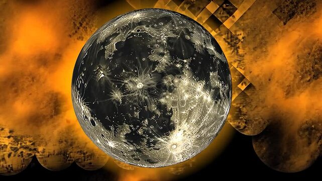 Full moon, abstract, cosmic design