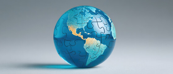 Global business puzzle the missing piece of the earth blue planet jigsaw environmental hope clear viewpoint on international tasks and challenges