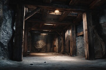 Photorealistic Image of an Old Coal Mine Interior