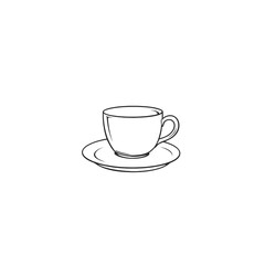 Obraz premium Simple line drawing of a coffee cup on a saucer 