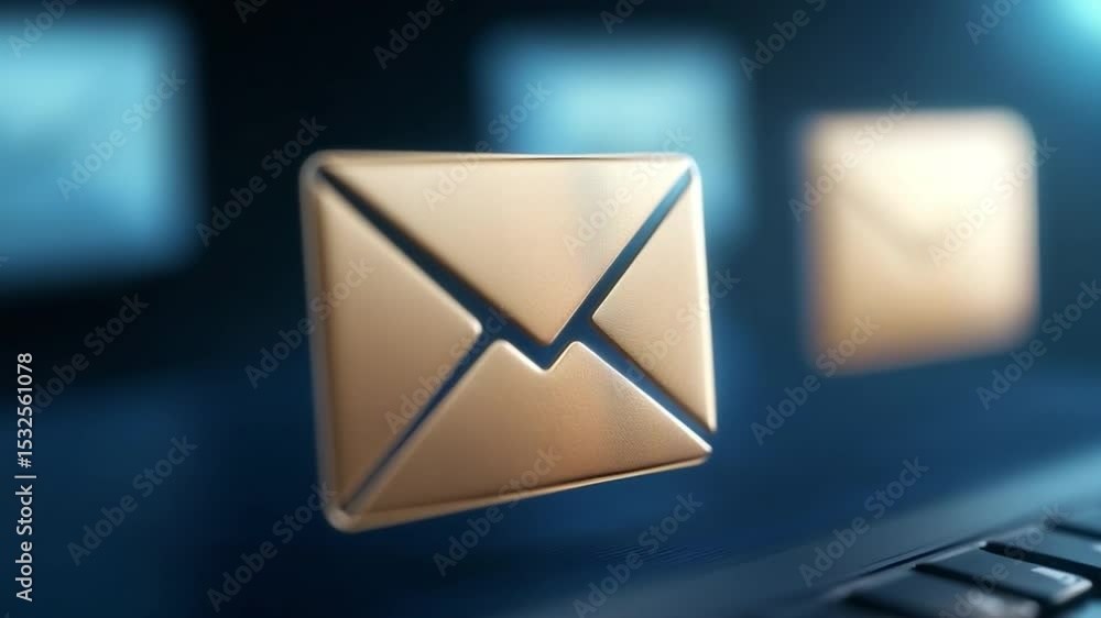 Poster digital communication: a close-up shot of an email icon, a symbol of modern communication, is displa