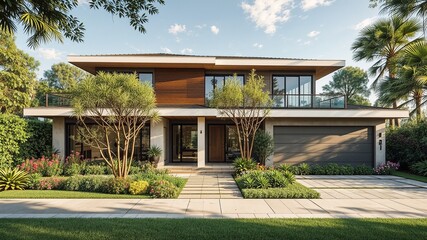 Fototapeta premium Contemporary Home and Garden Exterior