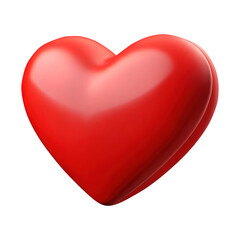 Fototapeta premium red heart 3d render icon in cartoon plastic style minimal isolated on transparent white background png, clipping path