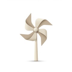 Beige Paper Pinwheel Toy on White Background