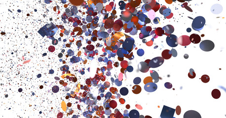 Vibrant explosion of red, blue, and gold confetti. Perfect for celebrations, parties, and festive designs.