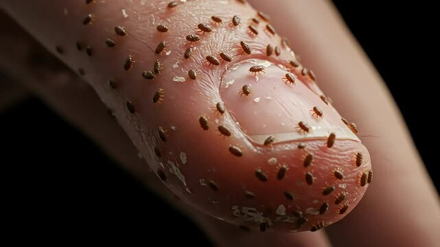 lice crawling under nail