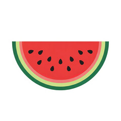 A slice of watermelon with seeds on a white background