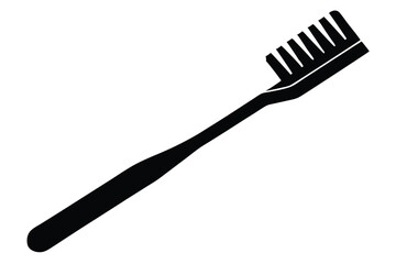 Single black toothbrush with visible bristles, illustrating hygiene and dental care in simple graphic