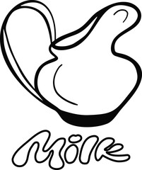 Milk jug. vector illustration with lettering. icon jag. isolated on white background. Hand drawn. Sketch, linear, minimalism.