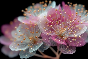 Pink and White Lace Flower Abstract Digital Art 