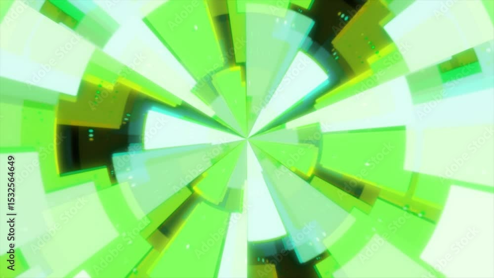 Poster dynamic whirl of bright green geometric shapes creates an eye-catching abstract display with a sense