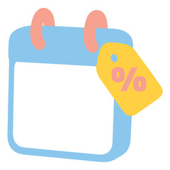 Blank calendar illustration with discount tag