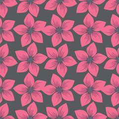 Vintage floral seamless pattern. Trendy painted flower background. Repeating floral patter
