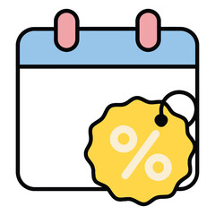 Calendar Discount Icon - Sale Date Tag Vector Illustration