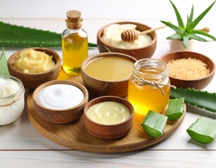 Natural cosmetics based on honey and aloe
