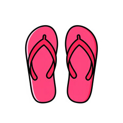A pair of pink flip flops icon on a white background isolated