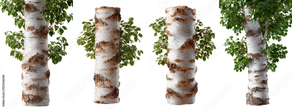 Aufkleber birch tree varieties displayed in a natural forest setting