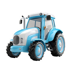 Obraz premium A compact modern tractor with a round body design in a vibrant sky blue color scheme with white accents showcasing a soft shadow and a clean digital rendering