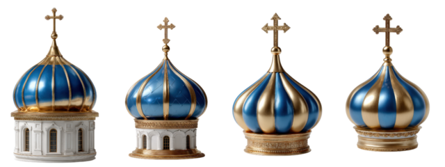 Decorative Dome Structures with Blue and Gold Designs