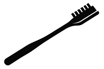 Single black toothbrush silhouette with long handle and uniform rectangular bristles for cleaning