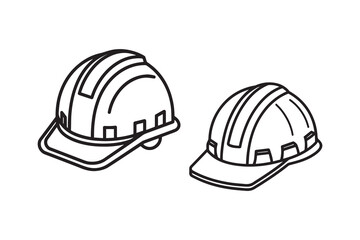 Construction safety helmet icon. Simple outline style. Hard hat, worker cap, protect and safe concept. Thin line vector illustration design isolated on white background. EPS 10